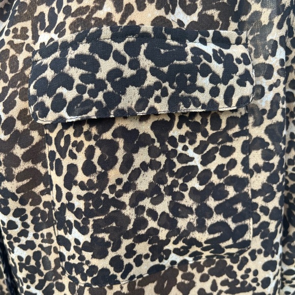 Vince Camuto Leopard Print Button Down Shirt Semi Sheer Size XL - Picture 4 of 14